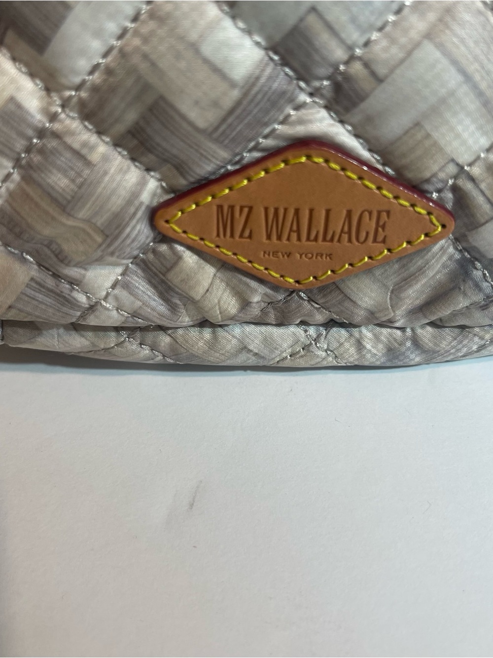 MZ Wallace Quilted Crossbody in Beige Taupe with Brown Trim - Picture 12 of 12
